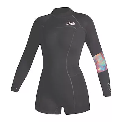 Mystic Womens Lunar 2/2mm Back-Zip Longarm Shorty Wetsuit - Dark Grey • $134.52