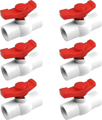 6-Pack 1/2  Threaded PVC Ball Valves Threaded 1/2 PVC Valve 150 PSI Red/White • $25.96