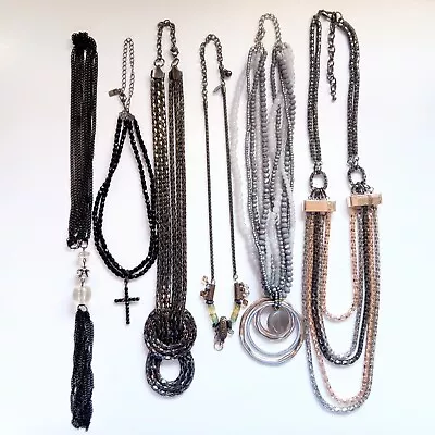 Vintage Black Gothic Multi Strand Necklaces Jewelry Lot 1- 1928 & 1 Chicos • $18.71