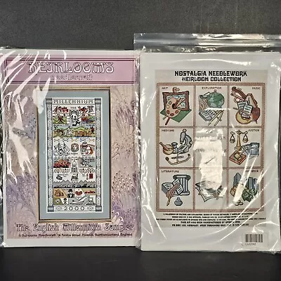 X2 Millenium 2000 Sampler Cross Stitch Kits Heirloom Vintage Unused Culture  • £19.95