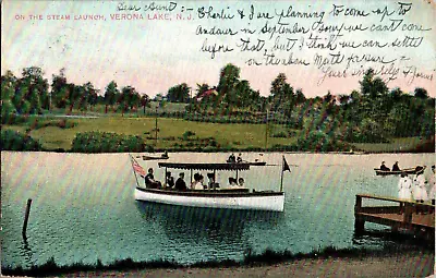 Steam Launch Verona Lake NJ 1907 Postcard • $15.99