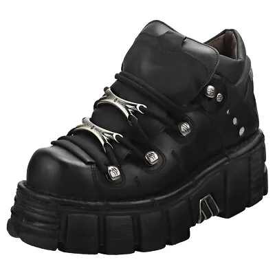 New Rock M106n-s6 Unisex Black Platform Shoes - 12 UK • £179.49