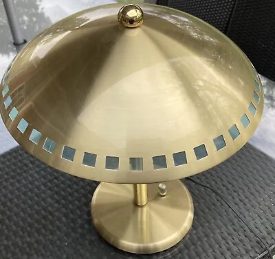 MCM Art Deco Brass Lamp Hurricane Dome Top 16” • $136