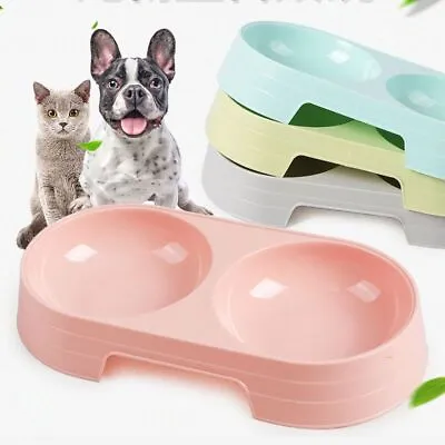£3.59 • Buy Non-Slip Dog Cat Puppy Feeder Double Water Food Dish Pet Bowls Feeding Drinking