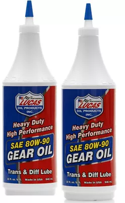 🔥 Lucas Oil 10043 Heavy Duty Gear Oil 1 Quart Bottle 80W-90 Pack Of 2 • $29.49