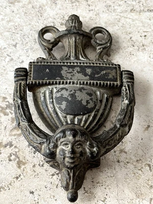 $289 • Buy Antique 1882 Victorian New Orleans Gargoyle Angel Face Urn Torchiere Doorknocker