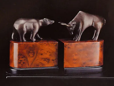 Bookends Bull Bear Bronzed Brass Wall Street New Bey Berk • $98.96