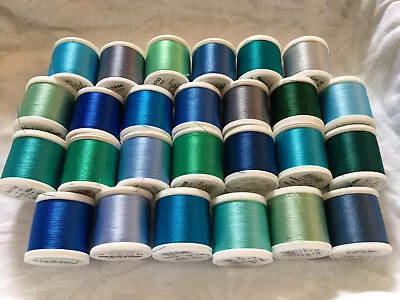 Lot Of 26 Spools Madeira Polyneon Polyester Embroidery Thread Blues Greens Gray • $35.95