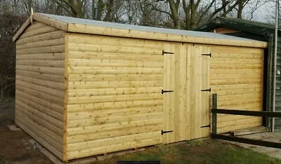 18'X10' Wooden Garden Shed Large Loglap Heavy Duty INSTALLED Workshop Hut Store • £2700