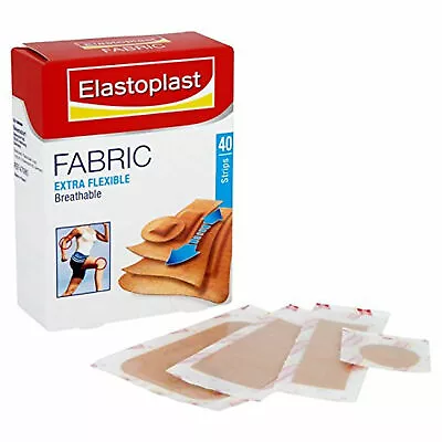 Elastoplast Assorted Strips Plasters Fabric Extra Flexible Breathable 40 Plaster • £5.85