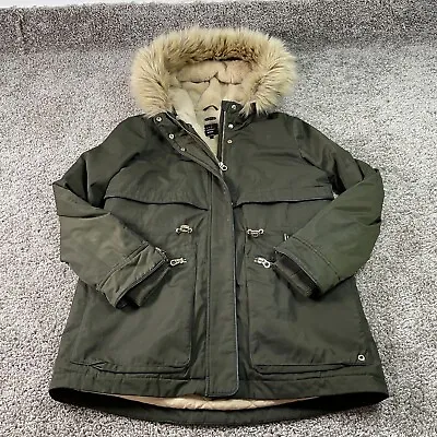 $48.99 • Buy Zara Jacket Womens Medium Green Outdoors Fur Trim Coat Parka Ladies