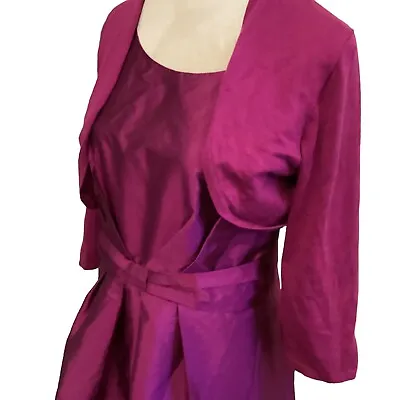 £45 • Buy Debut Cerise  Pink Pleated Skirt Dress Size 20 Ec + Monsoon Shrug 20