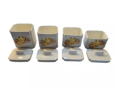 MCM Vintage Canister/ Cookie Jar Ceramic Floral See Discription. Set Of 4 Retro • $60