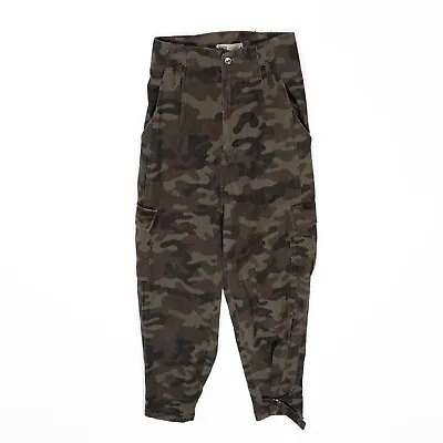 Zara Cotton Cargo Army Camouflage Print Pattern High Waisted Tapered Leg Pants  • $17.50