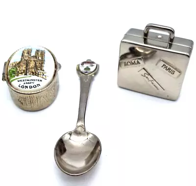 London Paris New York Souvenir Collector Bundle Spoon And Pill Boxes Vintage  • £7.49