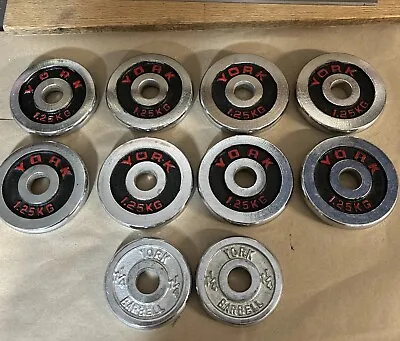 Set Of 10 YORK Dumbbell Plates Vintage 8-1.25 Kg (2lb 8oz.) And 2-1.25 Lb Chrome • $68.98