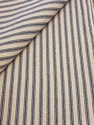JF FABRICS LINEN MIX TICKING FABRIC BLUE  470cm X 140cm.SEE SIZES BOLOW. • £37