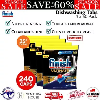 240pk Finish Powerball Ultimate All-in-1 Care Shine Protect Dishwashing Tablets • $103.91