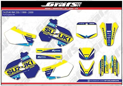 1999 2000 Graphics Kit For SUZUKI RM250 99 00 RM 250 250RM Decals Sticker Deco • $149