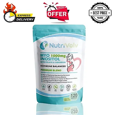 £12.91 • Buy Myo Inositol 1000mg With Folate & Chromium Supplements For Female Support... 