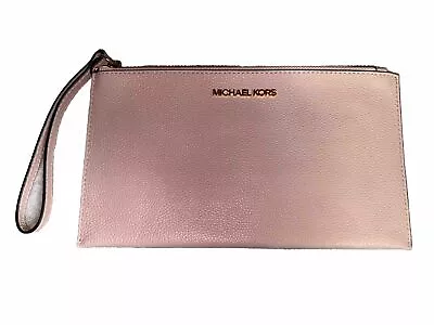 MICHAEL KORS Jet Set Travel Leather Flat Phone Case Wallet Wristlet Powder Blush • $34