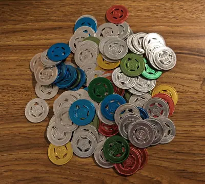 Harvard Standard Metal Typer Tokens : 100 Mixed Color And Silver • $85