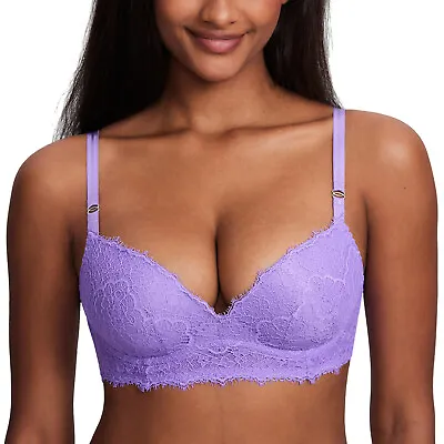 DOBREVA Women's Push Up Bra Lace Support Padded Bras Plunge Wireless Comfort • £27.99