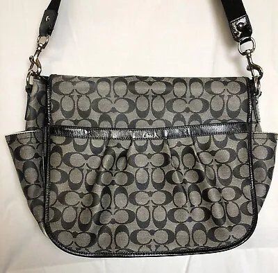 Coach Messenger F18373 Signature Laptop Tote Black Gray • $74.99