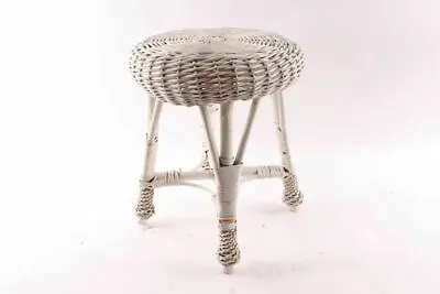 Vintage Round Top Wicker Stool Plant Stand • $49