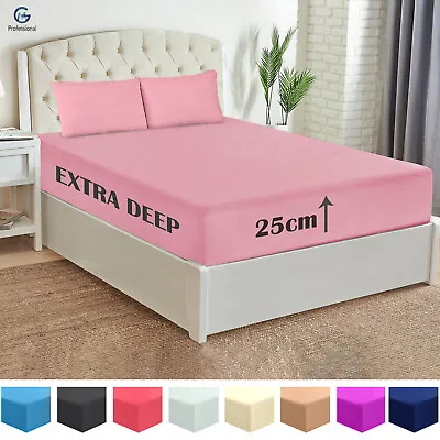 £7.95 • Buy Extra Deep Fitted Sheet Bed Sheets Mattress Single Double Super King All Sizes