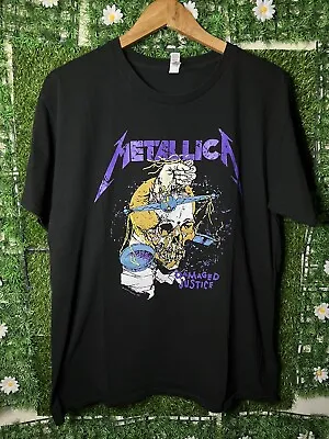 Metallica Damaged Justice Skull Metal Rock Mens Large Short Sleeve T Shirt • $9.99