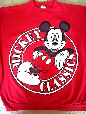 Vintage 1990's Tultex Disney Mickey Classic Red Crewneck Sweatshirt XL Pre-Owned • $19.97