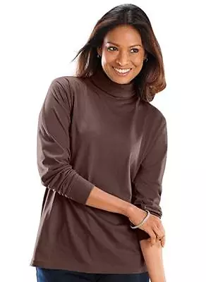 Ladies Long Sleeve Roll Neck Cotton  Lycra Quality Stretch Tops 6  Neck(2217) • £8.99