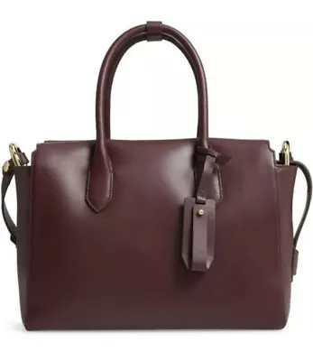 J Crew Harper Satchel Large Italian Leather Handbag Cabernet Burgundy $328 • $77