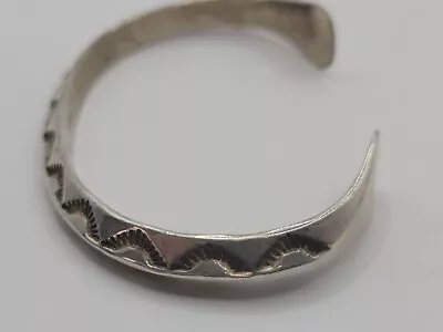 Vintage Navajo Sterling Silver Stamped Solid Bracelet Jesper Nelson JN • $200