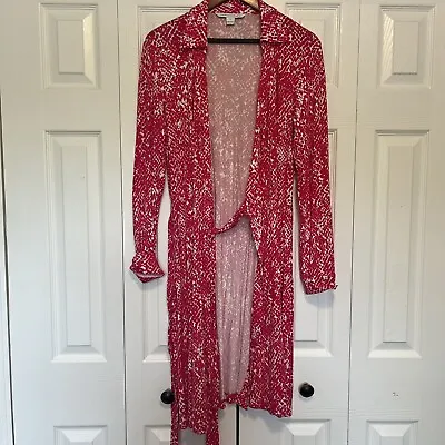 $129.99 • Buy Women’s DVF Diane Von Furstenberg Pink White Wrap Dress Size 12