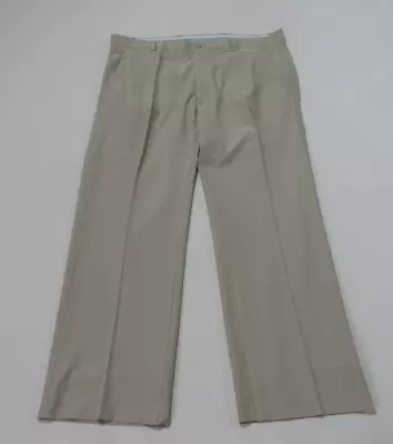 FootJoy Performance Golf Pants Mens 36 Flat Frony Zip Fly Chino Wide Leg Beige • $19.80