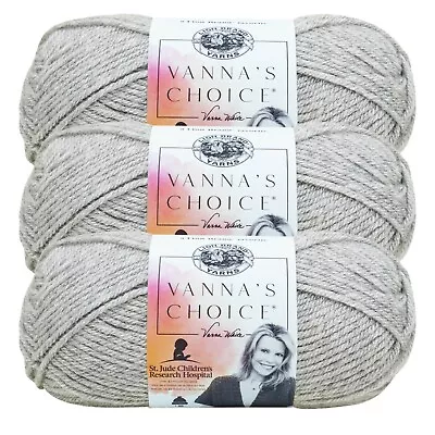 (3 Pack) Lion Brand Yarn 860-405G Vanna's Choice Yarn Silver Heather • $15.35