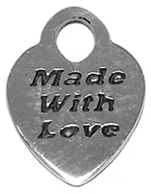 One Sterling Silver 925 Shiny 'made With Love' Tag With Large Hole 12 Mm • £2.45