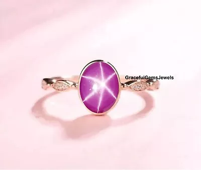 Pink Star Sapphire Ring Lindy Star Ring Engagement Ring 6 Ray Star Ring. • $45.60