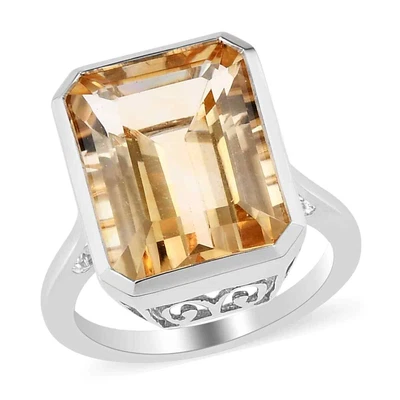 $84.99 • Buy Gifts 925 Sterling Silver Platinum Over Citrine Ring Jewelry Ct 11.9