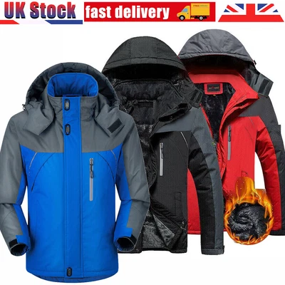£19.59 • Buy Mens Winter Jacket Coats Warm Fleece Lining Thick Waterproof Mountain Jackets UK