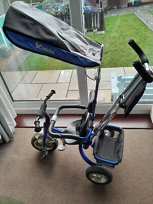 Kiddo Baby Kids 4in1 Tricycle Bike Ride On Trike Stroller 3 Wheels Canopy Blue • £40