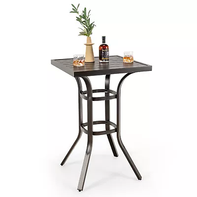 Patio Table Bar Height Metal Table W/ Rectangular Frame Adjustable Foot Pads • $99.99