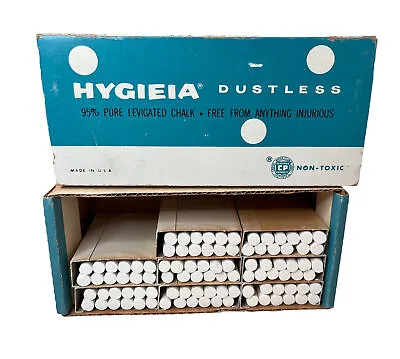 Vintage Dixon Hygieia Dustless 95% Levigated White Chalk - 96 Sticks • $19.95