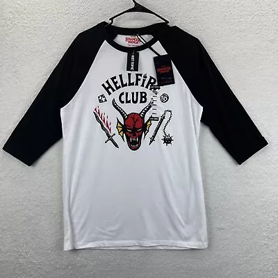 Stranger Things Hot Topic Men's Raglan Hellfire Club Graphic Shirt Size Small • $19.99