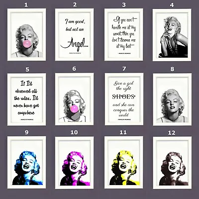 £4.95 • Buy Marilyn Monroe Fashion Prints Wall Art Logo Decor Framed Picture Poster Film Ico