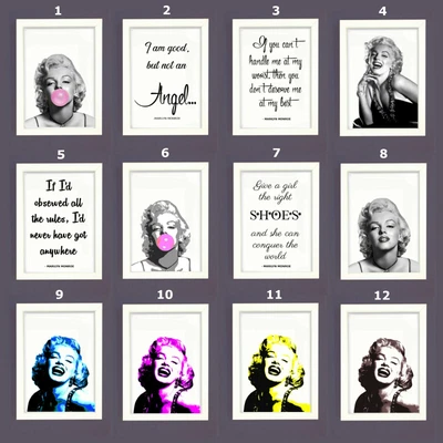 £9.95 • Buy Marilyn Monroe Fashion Prints Wall Art Logo Decor Framed Picture Poster Film Ico