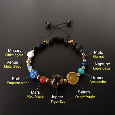 Universe Solar System Eight Planet Stone Beads Bracelet Chain Jewelry GiftsB ~mj • $5.44