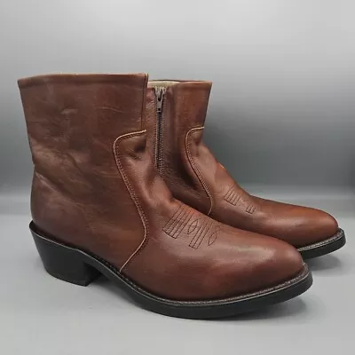 Durango TR 824 Brown Leather Western Ankle Zip Up Boots Men 7.5D Women 9.5 • $39.99